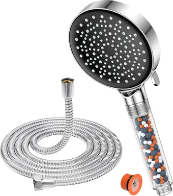Image de YEAUPE PRO : Douche économique avec 6 types de jets, débit de 8,6 litres par minute, flexible – Chrome, taille 8,6/minute. Douche économique avec flexible