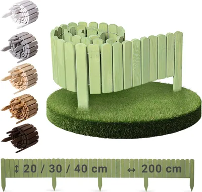 Produktbild von Rollborder Holz - 6 Farben - Höhe 20cm 30cm 40cm - grün 20 x 200cm - flexible Baumumrandung - Beeteinfassung - Rasenkante