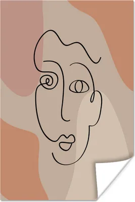 Produktbild von MuchoWow® Poster Pastell - Minimalismus - Linienkunst 120x180 cm - Kunstposter