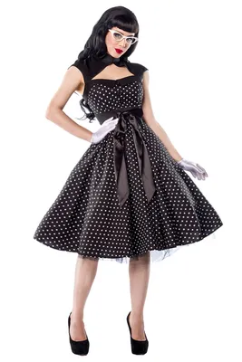 Produktbild von 50er Jahre Pin Up Rockabilly Kleid Retro Tanzkleid Retrokleid A-Linien-Kleid schwarz dots, Gr. XL