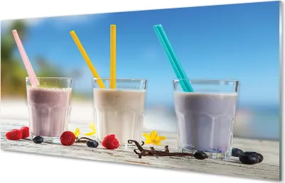 Produktbild von Glasbilder 140x70 Wandkunst Cocktailglas bunten Strohhalmen