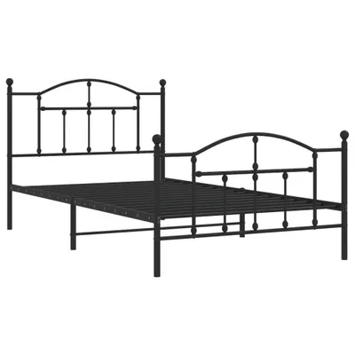 Image de Cadre de lit métal sans matelas avec pied de lit noir 107x203cm
