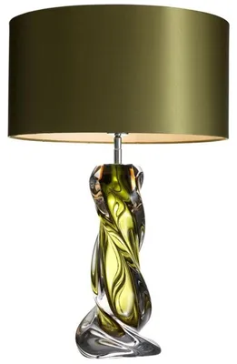 Produktbild von Casa Padrino Designer Tischleuchte in Grün - Tischlampe aus Glas und Eisen - 16 x 43 x 65 cm