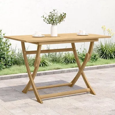 Imagen del producto de Mesa de jardín plegable de madera de acacia maciza, 120x70x75 cm, resistente a la intemperie, ideal para terraza, balcón o como mesa auxiliar en exteriores