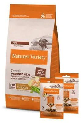 Obrázek produktu pro Natures Variety Adult Mini Chicken bez obilovin + 2 lyofilizované přílohy