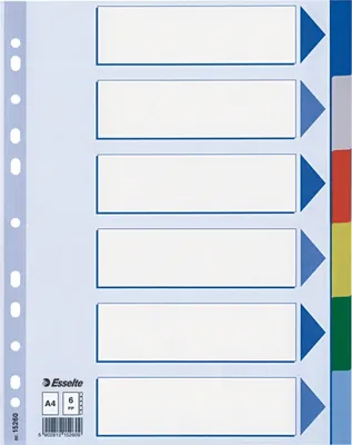 Produktbild von Esselte 15260 Tab-Register Leerer Registerindex Polypropylen (PP) Mehrfarbig