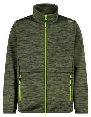 Produktbild von CMP KID Jacke für Kinder Fleece Knit-Tech Mélange grün Größe 152 mit Reißverschlusstaschen
