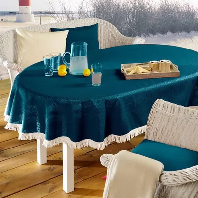 Immagine prodotto di EMHELLE tovaglia da giardino balcone terrazza 150 x 210 cm ovale, blu scuro