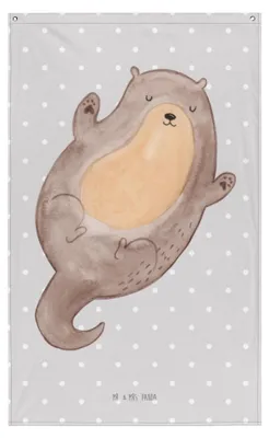 Produktbild von Mr. & Mrs. Panda Wandbild Otter Umarmen - Grau Pastell - Geschenk, Wandteppich, Wandtuch, gut Gelaunt, Hallo, Seeotter See, Optimistisch, Gobelin, Stoff, Stoffbild