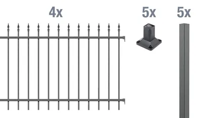Zdjęcie produktu dla Alberts 510879 Kompletny zestaw ogrodzeniowy Chaussee, do przykręcenia, antracyt, wysokość 100 cm, długość 8 m