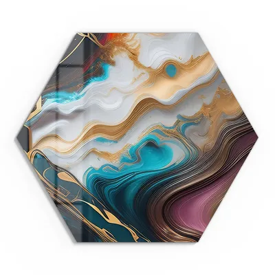Produktbild von DEQORI Glasbild Echtglas 40x35 cm 'Goldene Wogen' Wandbild Bild modern Deko
