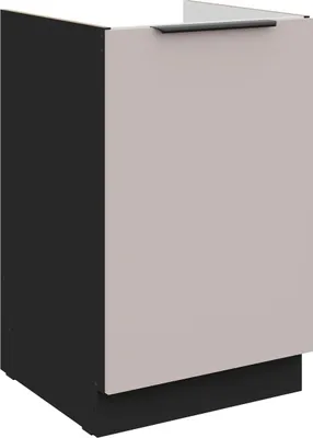 Produktbild von Küchen Spülenunterschrank 50 cm Küche ARONA Kaschmir beige matt + Schwarz matt Küchenzeile Küchenblock Küche Einbauküche