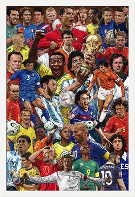 Image de Football - Poster - Légendes + cadre interchangeable, Shinsuke® Maxi MDF blanc, vitre acrylique
