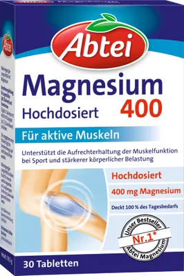 Produktbild von Abtei | Magnesium 400 Hochdosiert | 30 Tabletten