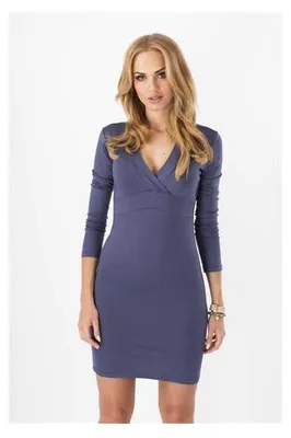 Produktbild von Damen Mini-Kleid V-Ausschnitt; Grafit M/L 38/40