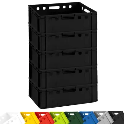 Produktbild von 5x Fleischkiste E2 Fleischerkiste Eurobox 60x40x20cm lebensmittelecht, robust, stapelbar | Lagerkisten, Stapelkisten, Metzgerkiste Germany