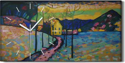 Produktbild von Wandbild Leinwand Bilder mit Uhr Geräuschlos Kunstdruck 60x30 Winter Landschaft - weiße Hände