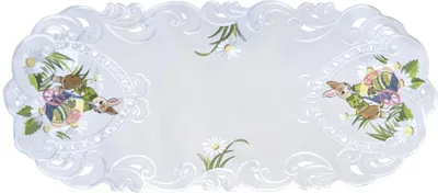 Produktbild von Tischdecke, bestickter Tischläufer, Ostern, Osterhase und Ostereier 45x90