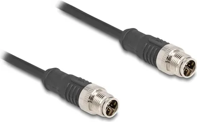 Produktbild von Delock - Netzwerkkabel - 8 pin M12-X (M) zu 8 pin M12-X (M) - 2 m - 6 mm - S/FTP - CAT 5e - Schwarz