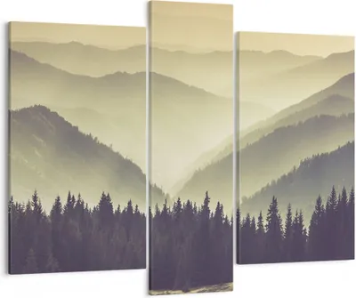 Produktbild von Bild auf Leinwand - Leinwandbild - Berge Wald Natur - 95x80cm - Wand Bild - Wanddeko - Wandbilder - Leinwanddruck - Bilder - Kunstdruck - Wanddekoration - Leinwand bilder - Wandkunst - CB95x80-3820