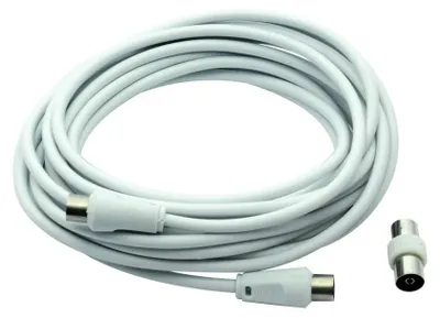 Imagen del producto de Cable de extensión para TV Gefom 27600 - 5 metros - Conector + adaptador de 9,52 mm - Blanco