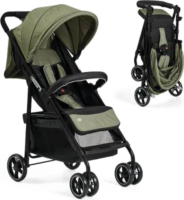 Produktbild von Leichter Kinderwagen – Stadtwagen – Komfortables Reisen – Automatisches Zusammenklappen – 22 kg – Grün