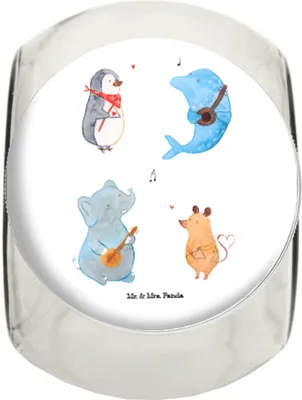 Produktbild von Mr. & Mrs. Panda Teedose Big Band XL 2000ml - Weiß - Geschenk, Musik, keksglas, Pinguin, Kaffeedose, Vorratsbehälter, Delfin, Elefant, Lebensmittelbehälter, Hund
