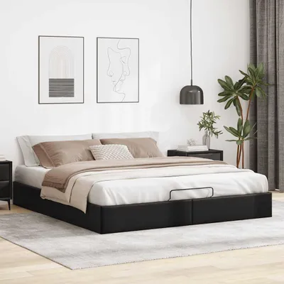 Productafbeelding van Maison Exclusive - Ottomanbed zonder matras, zwart, 160x200 cm, kunstleer