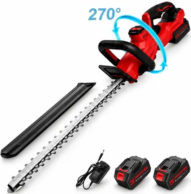 Produktbild von Akku Heckenschere 600W mit 270° Drehbarer Kopf, 2 × 4000mAh Akkus, 51cm Klinge, 15mm Schnittdurchmesser, Sicherheitsschalter, 3000RPM, Leicht&Leise