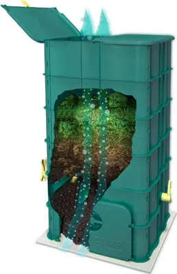 Produktbild von SUPERCOMP Thermo Schnell Wurm Komposter, Durchlüftungs-System, kein Kompost Umsetzen nötig, mit Bodenplatte, 350L