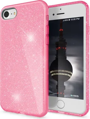 Produktbild von NALIA iPhone SE 2022 / SE 2020 / iP 8 / iP 7 - Glitzer Hülle Bling Case Handy Pink