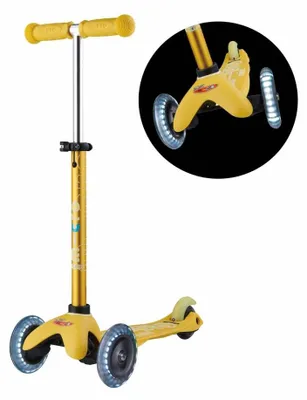 Produktbild von Micro Kinderroller Mini Deluxe LED Gelb - Verstellbar und Langlebig