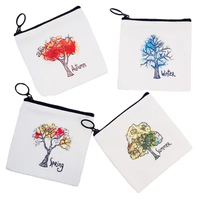 Productafbeelding van Solidchoice - Set van 4 Canvas Pouches voor Geld en Accessoires