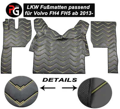Produktbild von LKW Fußmatten Für Volvo FH4 FH5 Truck Zubehör Lederboden Interieur Schwarz