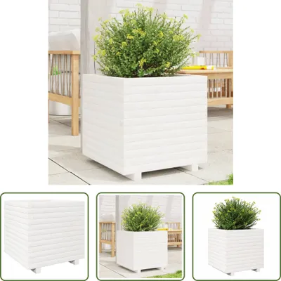 Immagine prodotto di The Living Store Fioriera bianca 50x50x49,5 cm in legno di pino massiccio