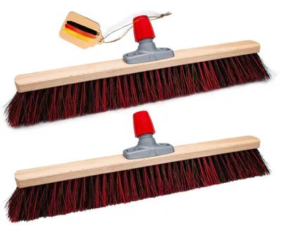 Produktbild von Novaliv 2x Arenga Elaston Besen 60 cm Besenkopf I Besen ohne Stiel I Arenga-Elaston schwarz-rot I Strassenbesen Industriebesen Kehrbesen Gartenbesen Werkstattbesen Außenbesen