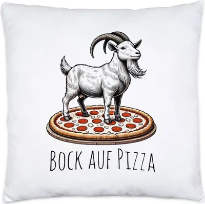 Produktbild von Bock Auf Pizza Kissen Ziegenliebhaber Pizzaliebhaber Lustige Sprüche Humor Fun Geschenk