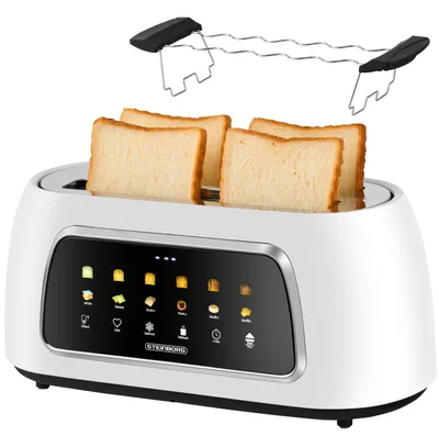 Produktbild von Steinborg XXL 4 Scheiben Toaster Schwarz Lift Funktion Digitales Display Toaster Edler Toaster Breiter Toaster Langer Toaster mit Brötchenaufsatz Großer Toaster