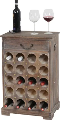 Obrázek produktu pro Stojan na víno Lucan T324, police na 20 lahví, 76x48x31cm, ošuntělý vzhled, vintage  hnědá