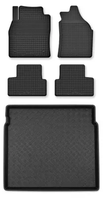 Zdjęcie produktu dla Dywaniki gumowe + mata bagażnika do Citroen C5 Aircross 2019- (górny poziom podłogi) – czarne, dobierane – Wielganizator Semi-Universal