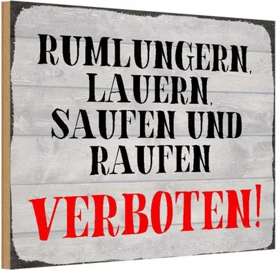 Produktbild von vianmo Holzschild 20x30 cm rumlungern saufen verboten Warnschild Hinweisschild