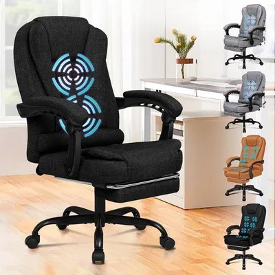 Produktbild von Famanu Ergonomischer Bürostuhl mit Lendenstütze und Fußstütze - Komfortabler Schwarzer Gaming Stuhl