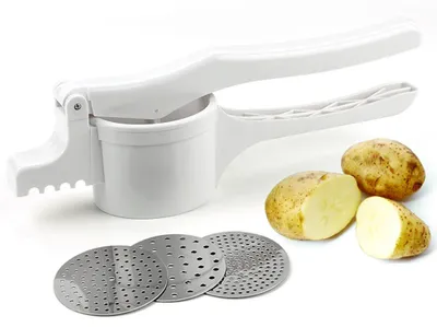 Produktbild von Kartoffelpresse mit 3-teiligem Bodensieb, manuelle Kartoffelpresse, multifunktionaler Küchenstampfer