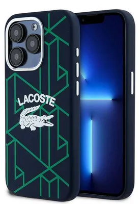 Zdjęcie produktu dla Etui Lacoste Silicone Monogram Vintage do iPhone 15 Pro granatowy