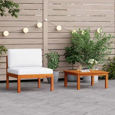 Immagine prodotto di set da giardino 2 pezzi con cuscini in legno massiccio di acacia