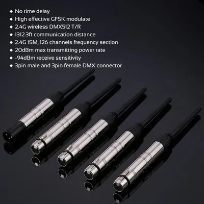 Image de DMX512 2.4G ISM Wireless 5PCS Transmitter Receiver Kit for Party DJ Show Club Disco KTV Stage Light
