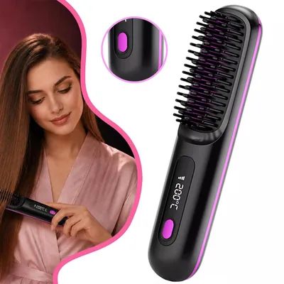Produktbild von Stylingbürste Für Kurze Haare, Glättbürste Kabellos, 3 Temperaturstufen, für Glätten und Locken, ideal für Reisen