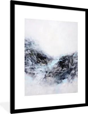 Produktbild von MuchoWow® Gerahmtes Poster Schwarz - Weiß - Farbe - Abstrakt 60x80 cm - Poster mit Schwarzem Bilderrahmen Wandposter Rahmen Foto Bilder - Wohnzimmer - Dekorationen - Prämie