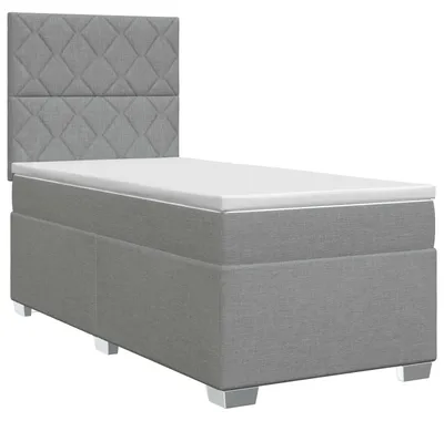 Imagen del producto de Cama con somier y colchón de la marca vidaXL, color gris claro, dimensiones 80 x 200 cm, tapizada en tela