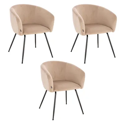 Produktbild von HOME DELUXE - Polsterstuhl ARIA - 3 Stück, Farbe: Samt Beige - weiche Polsterung, bis 120 kg belastbar I Küchenstuhl Speisestühle Esszimmerstühle